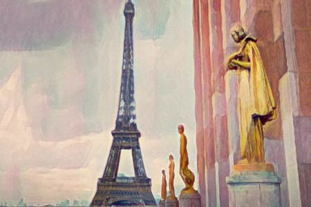 France Travel Poster Collection illustred by the Trocadero poster of Chaillot