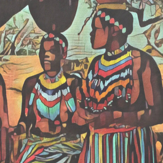Close up detail of The Swazi People Eswatini travel poster by Alecse
