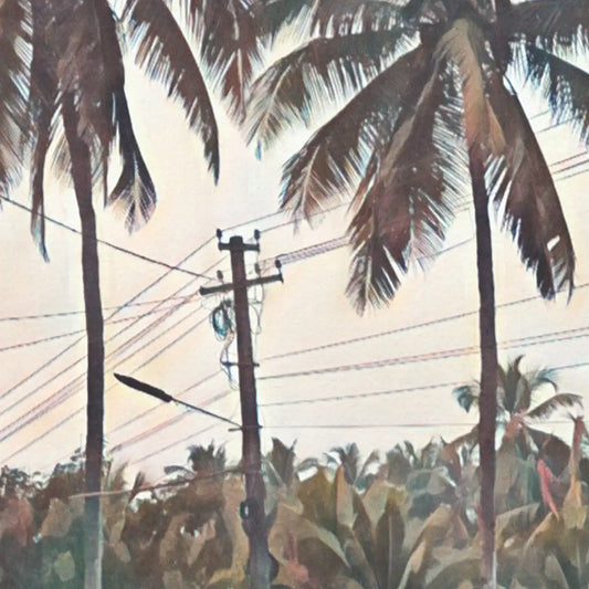 Vintage-inspired Morjim Goa poster by Alecse showing the signature half-tone printing effect visible at larger sizes