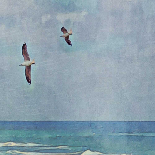 Close-up view of the Great Ocean Road, Victoria poster, showcasing Alecse’s soft-focus technique and retro-inspired details