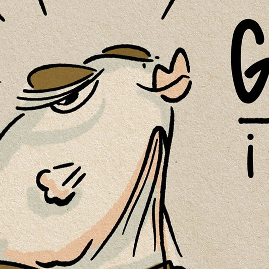 Close-up of Gilda i Vermut poster by Cha, inspired by the classic Spanish Gilda pintxo and vintage cinema posters.