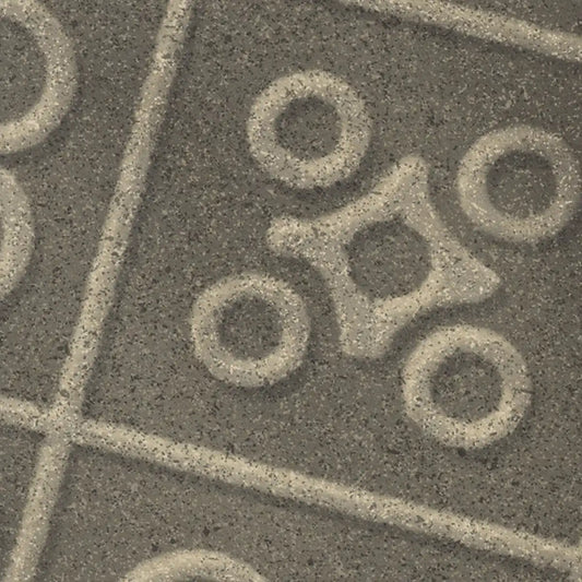Close up of El Panot Barcelona poster featuring the iconic Panot de Flor and geometric pavement patterns