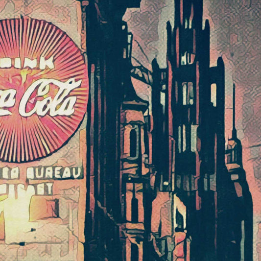 Detailed view of Swanston Street Melbourne Travel Poster highlighting Alecse’s soft focus artistic style