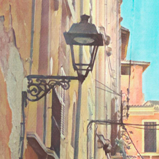 Close-up view of the Valero Travel Poster by Alecse, showcasing detailed architectural features and soft-focus rendering