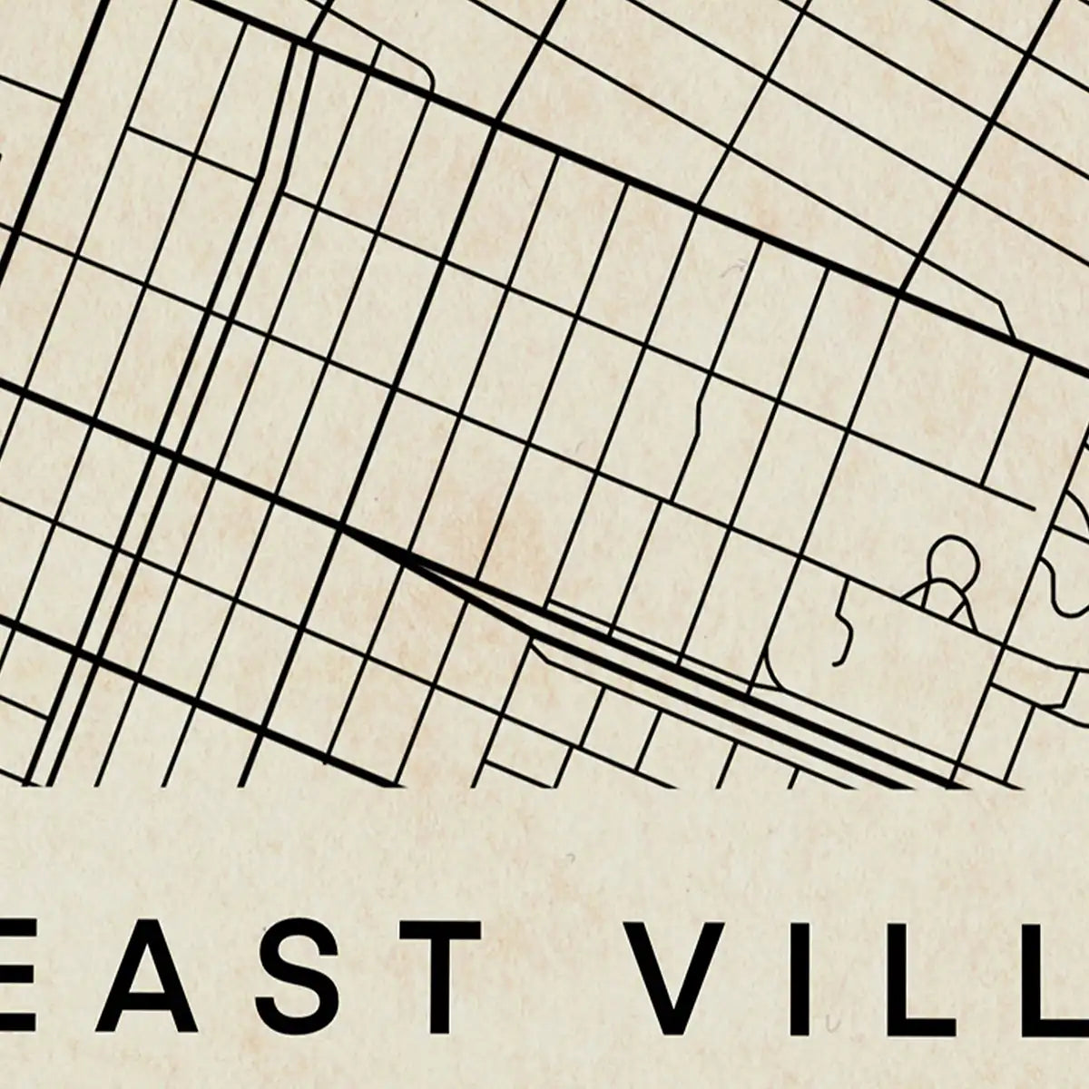 Close-up of vintage New York map of East Village poster