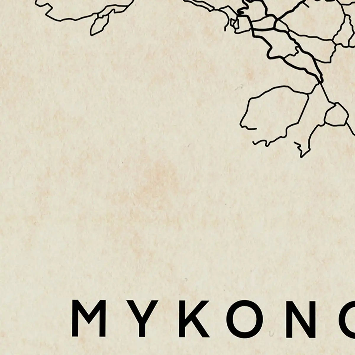Close-up of the Mykonos map poster