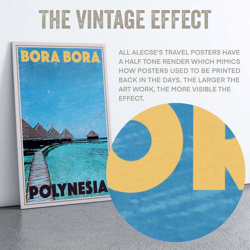 Closeup of the halftone effect in the Bora Bora poster from Alecse