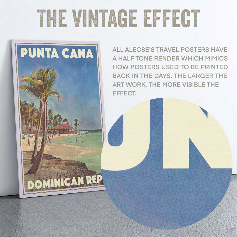 Closeup of the halftone in the Punta Cana poster created by Alecse