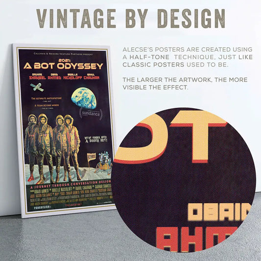 Close-up on the vintage efefct and halftone render in a Custom Movie poster commission by Alecse