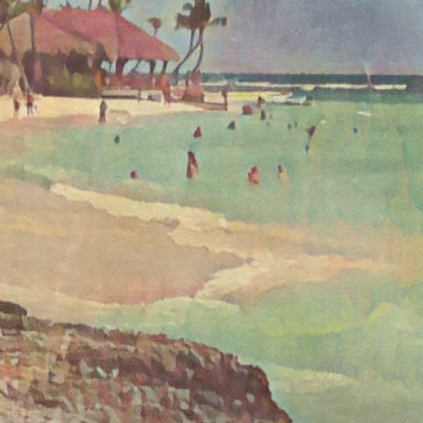 Details of the beach in the Punta Cana poster revealing the artist soft focus signature style