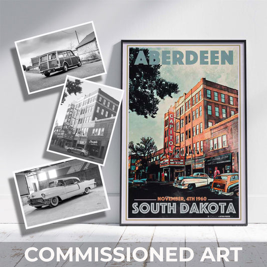 Personalized Commissioned Art by Alecse, specializing in creating custom retro posters from your photos