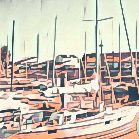 Details of Old Port poster of Ars en Ré | Charente Travel Poster