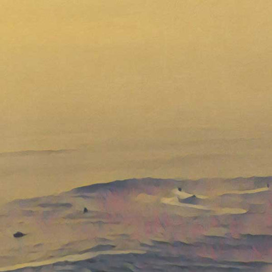 Close-up view of Nazare Portugal travel poster showcasing Alecse’s soft focus style