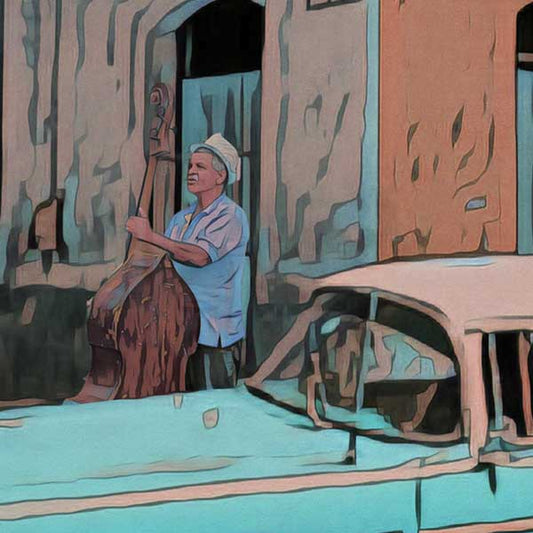 Details of the poster / Close-up view | Please note that all our Art Prints have an half tone render to mimic the old posters printing process where colors were rendered by the juxtaposition of dots of different colors and sizes | Those art prints are not photos and are not supposed to be crisp | All blurs and vintage effects are intended by the artist