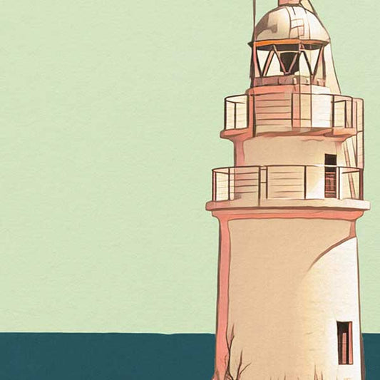 Close-up of Mallorca Lighthouse travel poster revealing Alecse's soft focus style