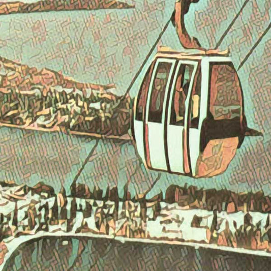 Details of the poster / Close-up view | Please note that all our Art Prints have an half tone render to mimic the old posters printing process where colors were rendered by the juxtaposition of dots of different colors and sizes | Those art prints are not photos and are not supposed to be crisp | All blurs and vintage effects are intended by the artist