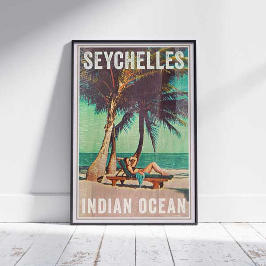Framed SEYCHELLES INDIAN OCEAN POSTER | Limited Edition | Original Design by Alecse™ | Vintage Travel Poster Series