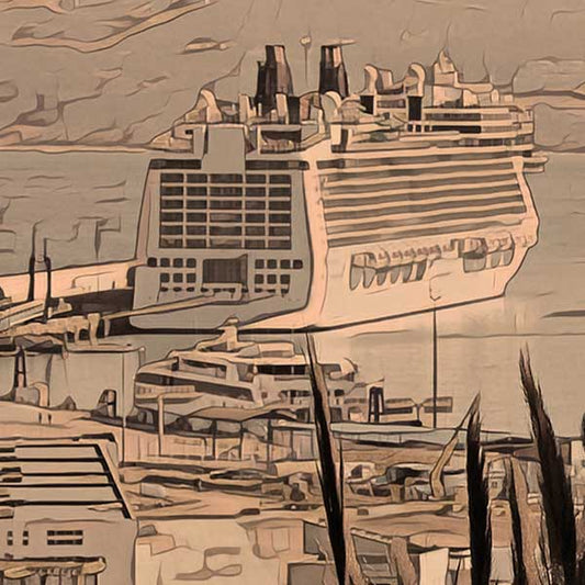 Details of the poster / Close-up view | Please note that all our Art Prints have an half tone render to mimic the old posters printing process where colors were rendered by the juxtaposition of dots of different colors and sizes | Those art prints are not photos and are not supposed to be crisp | All blurs and vintage effects are intended by the artist