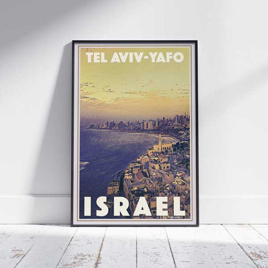 Framed Tel Aviv-Yafo Poster on White Wooden Floor - Limited Edition