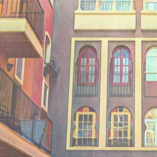 Details of the poster / Close-up view | Please note that all our Art Prints have an half tone render to mimic the old posters printing process where colors were rendered by the juxtaposition of dots of different colors and sizes | Those art prints are not photos and are not supposed to be crisp | All blurs and vintage effects are intended by the artist