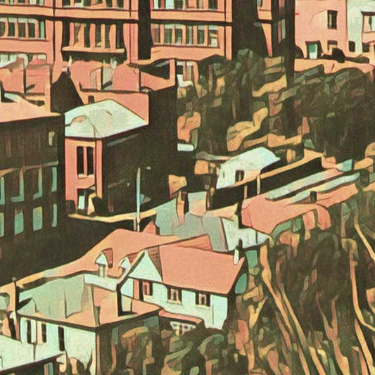 Details of the poster / Close-up view | Please note that all our Art Prints have an half tone render to mimic the old posters printing process where colors were rendered by the juxtaposition of dots of different colors and sizes | Those art prints are not photos and are not supposed to be crisp | All blurs and vintage effects are intended by the artist