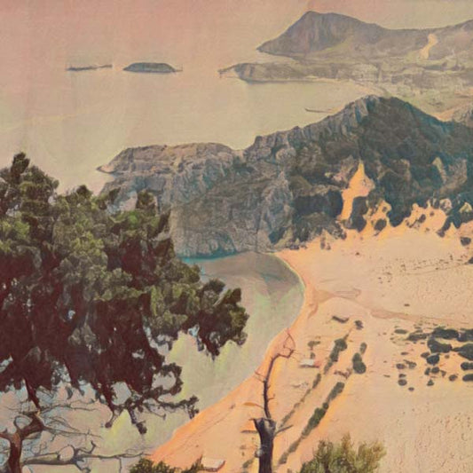 Details of Tsambika beach in the Rhodes poster