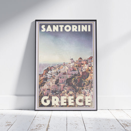 Santorini Poster Panorama | Greece Travel Poster of Santorini by Alecse