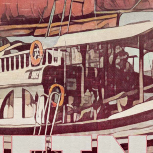 Details of the boat in the Ha Long poster of Vietnam
