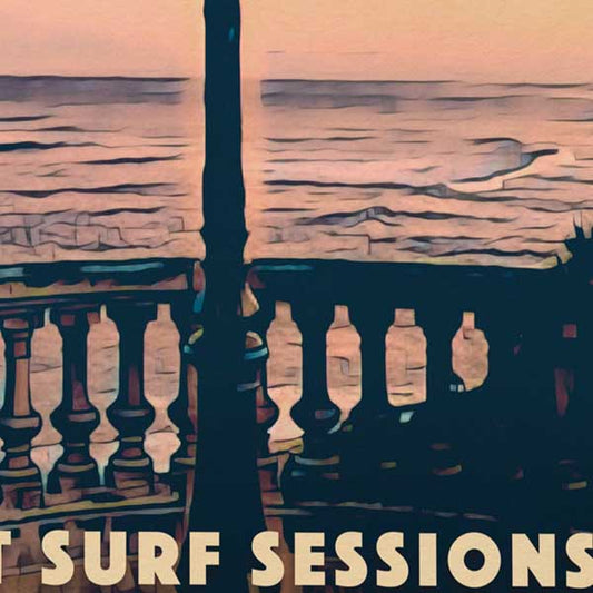 Details from The Sunset Surf Sessions poster of Guethary by Alecse