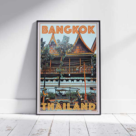Bangkok Tuktuk Travel Poster - Limited Edition Thailand Art on Wooden Floor