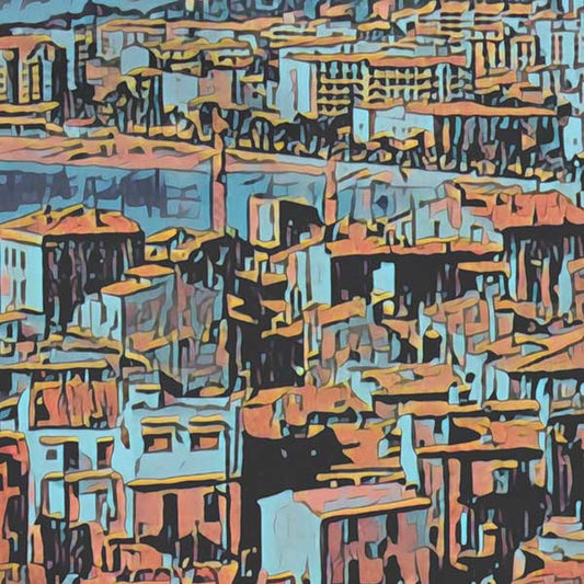 Details of the poster / Close-up view | Please note that all our Art Prints have an half tone render to mimic the old posters printing process where colors were rendered by the juxtaposition of dots of different colors and sizes | Those art prints are not photos and are not supposed to be crisp | All blurs and vintage effects are intended by the artist