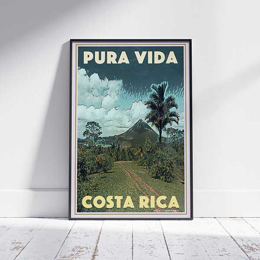 Limited Edition Costa Rica Panorama Poster Framed on White Wooden Floor by Alecse