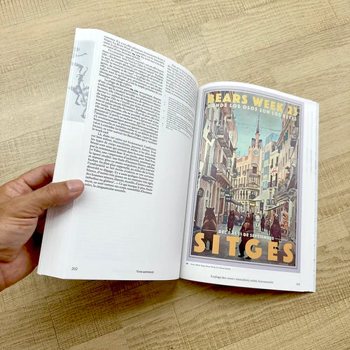 Alecse's poster Sitges Bears Week featured in the Mucem (National Museum of Marseille) Summer 2024 Exhibition Book "Paradis Naturistes"