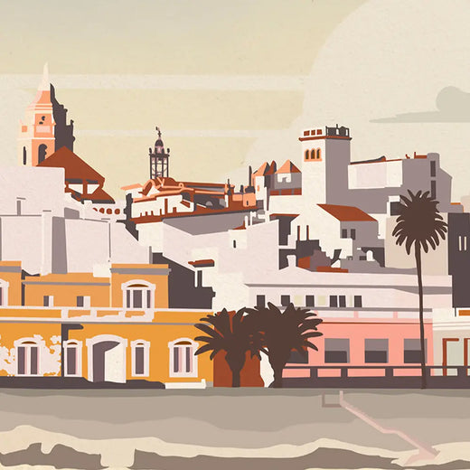 Details of Sitges Mer, travel poster by Cha for The Spanish Capsule™ collection
