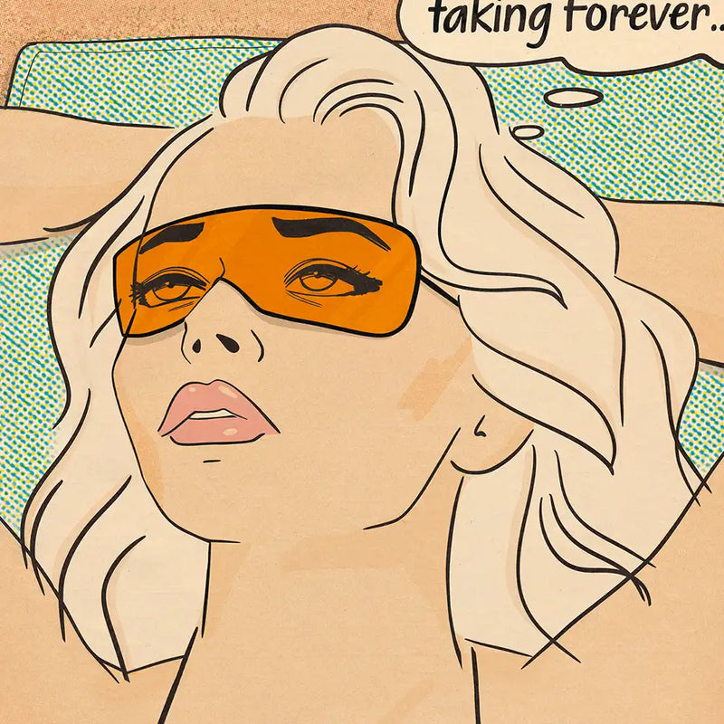 golden hair, oversized sunglasses. Details of the Ruining my life poster by Cha