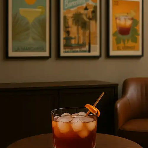 Collector proudly displaying a framed Spanish Capsule™ limited-edition poster by Cha in a stylish Barcelona loft.