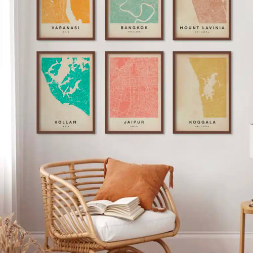 Cha’s Wanderer Maps collection — minimalist vintage city map posters, designed with soft lines and aged texture, symbolising the meeting of art and cartography.