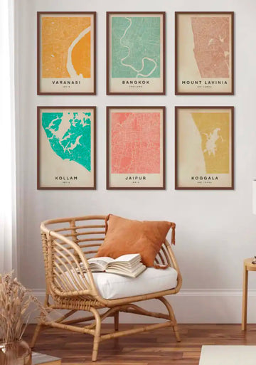 Cha’s Wanderer Maps collection — minimalist vintage city map posters, designed with soft lines and aged texture, symbolising the meeting of art and cartography.