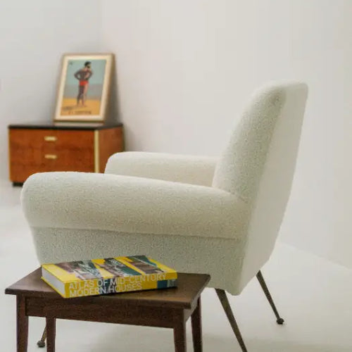 Illustration of El Catrín reimagined in a red speedo on a beach, part of the Sitgetan Lotería poster series by Cha