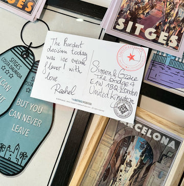 a handwritten message on a postcard