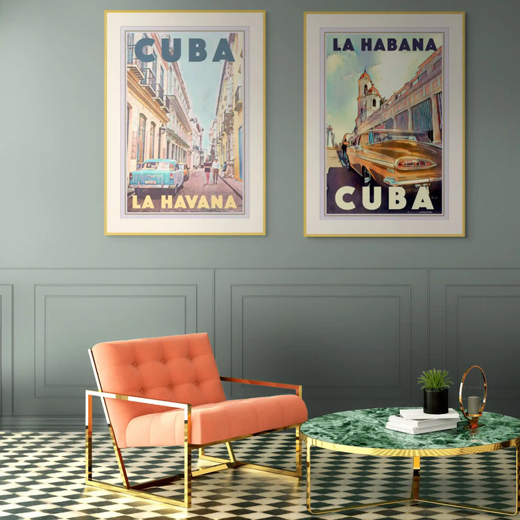 2 posters of Habana by Alecse from the Cuba Travel Poster Vintage Collection 