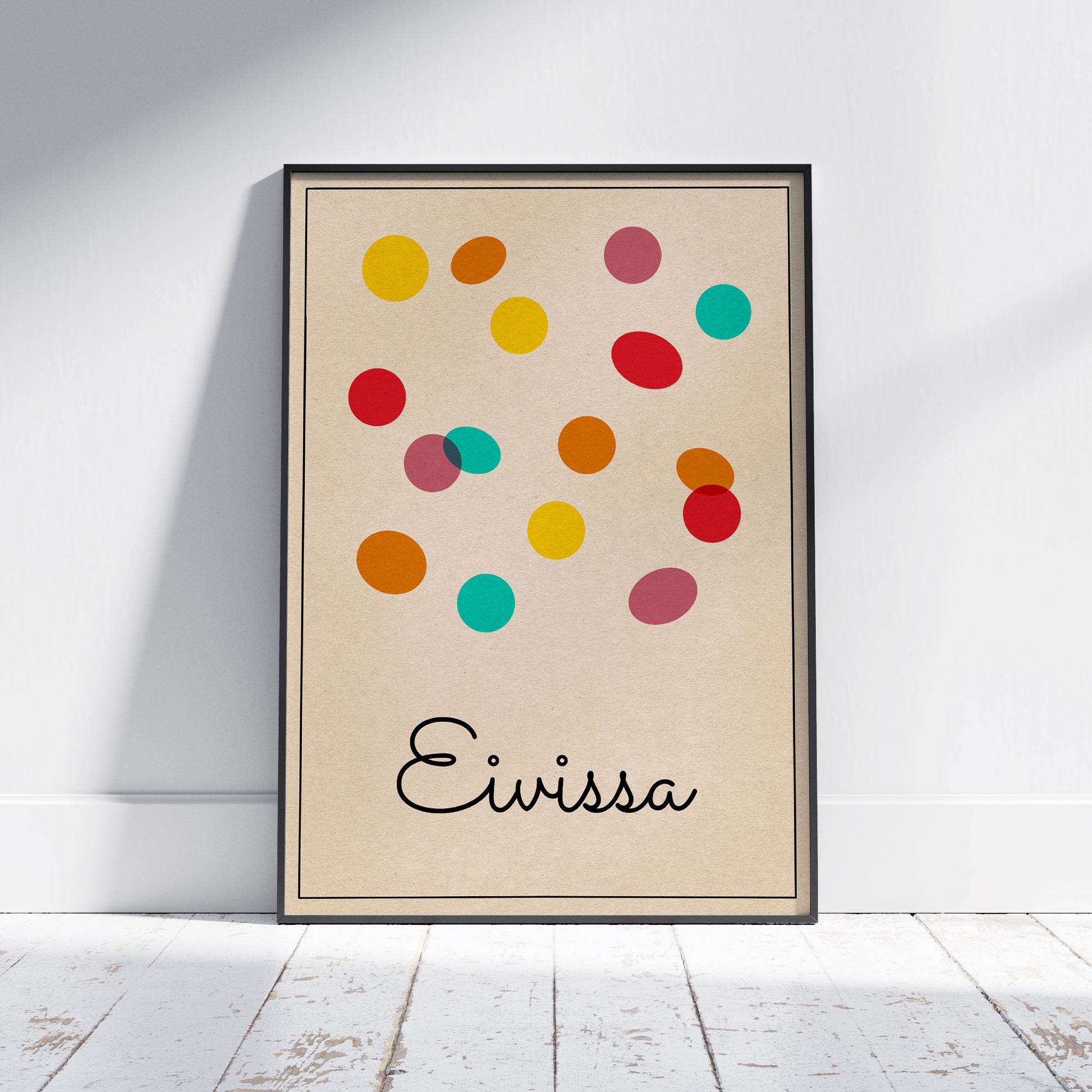 Eivissa Bubbles Poster by Cha™ - Ultra-minimalist island art print with vibrant color dots