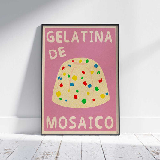 Gelatina Mosaico Art Print par Cha - Dessert mexicain - Couleurs pastel des années 70 - Décoration murale culinaire