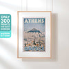 Hanging-frame image of the Athens Greece travel poster with text highlighting its 300 limited edition (not numbered)