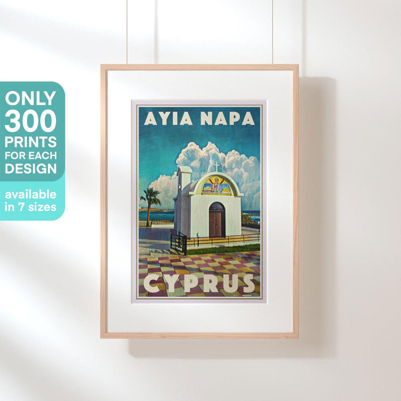 Hanging-frame version of the Ayia Napa Chapel poster, labeled as a limited edition of 300 copies (not numbered)
