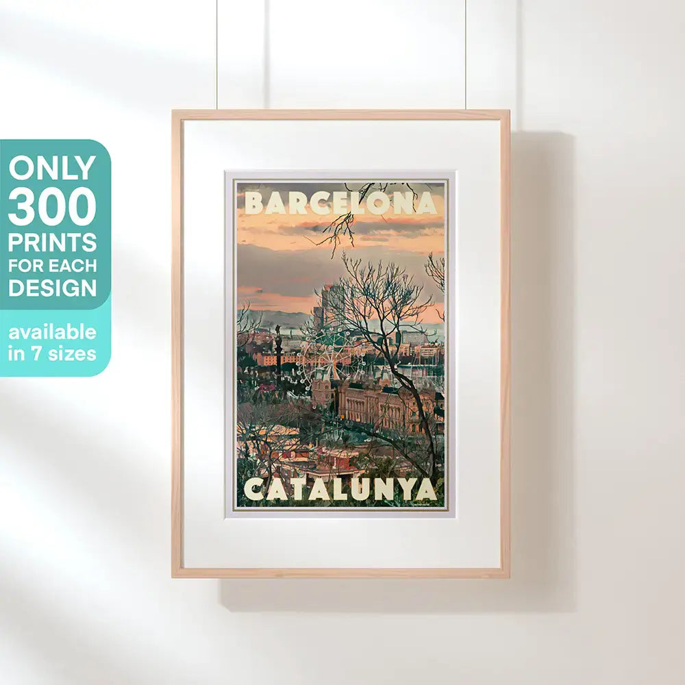 Barcelona Winter poster in white frame – limited edition of 300 prints
