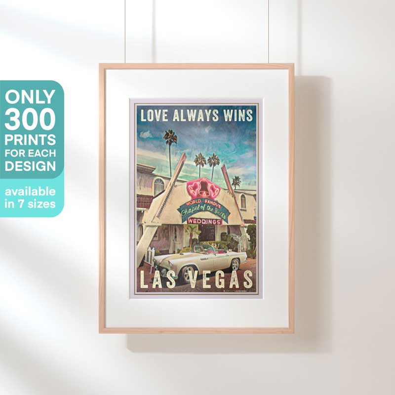 Limited Edition Las Vegas Wedding Poster of the Chapel of the Bells | Love always wins by Alecse