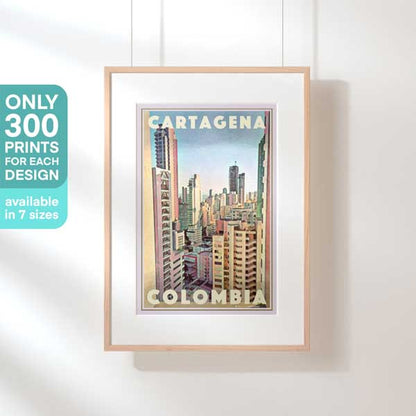 Hanging-framed Cartagena Colombia Poster highlighting its exclusive 300-copy limited edition (not numbered)