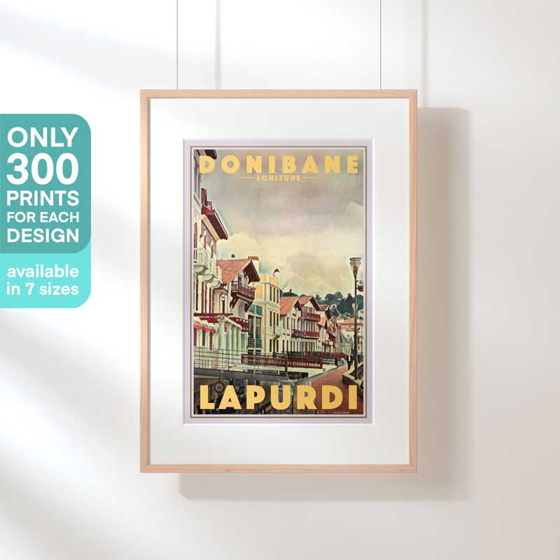 Donibane Lohizune poster framed, showcasing St Jean de Luz's coastal allure as captured by Alecse