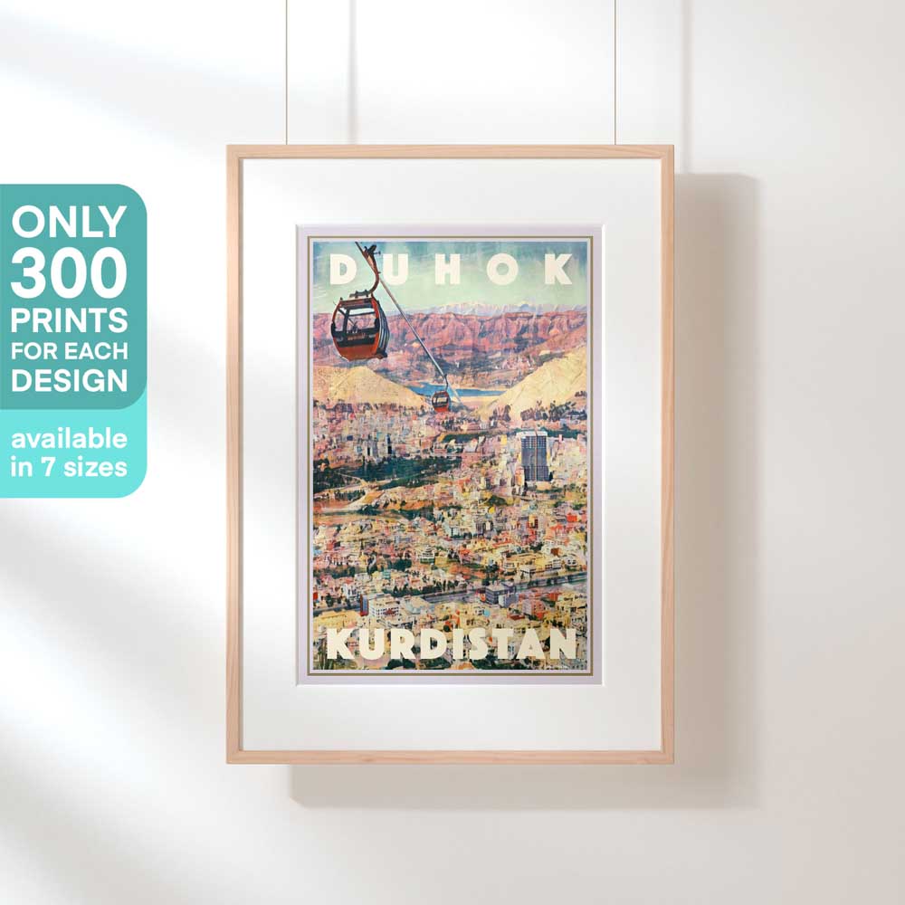 Limited edition Duhok Kurdistan poster hanging display, only 300 prints available in 7 sizes